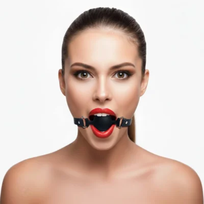 Alternative view of Кляп силіконовий з фалоімітатором Art of Sex - Phallus, натуральна шкіра, чорний