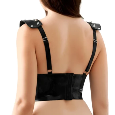 Alternative view of Ліф з шипами Art of Sex - Mistress, чорний з ефектом мокрого оксамиту, розмір L