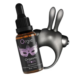 Alternative view of Набір Orgie Orgasmic Bunny: збуджувальні краплі та ерекційне віброкільце