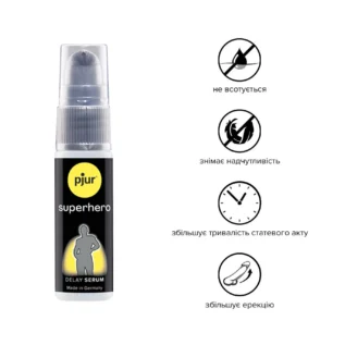 Зображення Сироватка-пролонгатор pjur Superhero Delay Serum 20 мл, створює ефект плівки, без оніміння