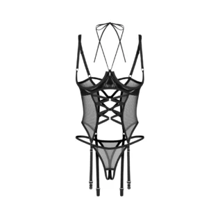 Корсет Obsessive Dominna cupless corset & crotchless thong 13 Зображення Корсет Obsessive Dominna cupless corset & crotchless thong