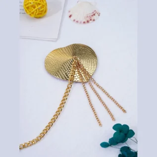 Зображення Пестис-сердечка з пензликами та чокером JSY Nipple Sticker RT236114 Golden