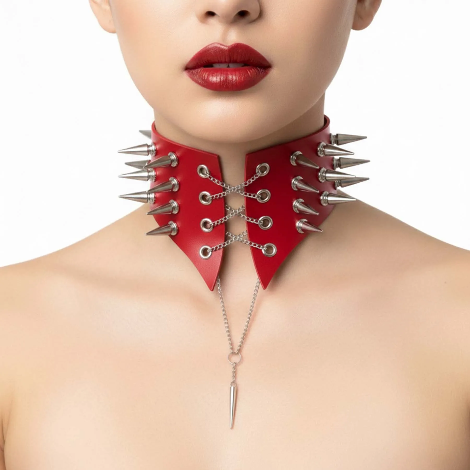 Чокер-комір з шипами Art of Sex - Ariadne, екошкіра, колір червоний, XS-M 4 Чокер-комір з шипами Art of Sex - Ariadne, екошкіра, колір червоний, XS-M - Зображення 2