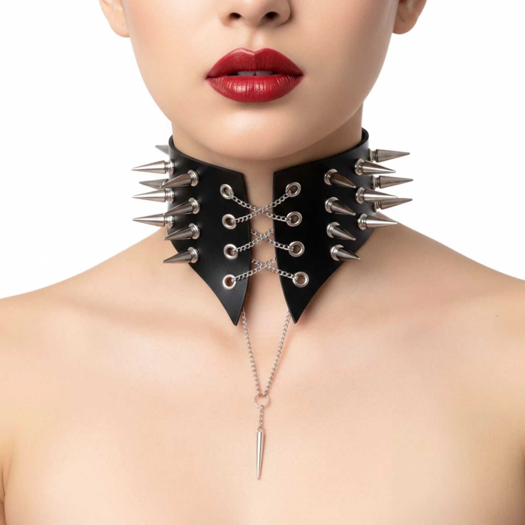 Чокер-комір з шипами Art of Sex - Ariadne, екошкіра, колір чорний, L-2XL 4 Чокер-комір з шипами Art of Sex - Ariadne, екошкіра, колір чорний, L-2XL - Зображення 2