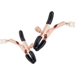 Затискачі для сосків з перлинним ланцюжком Rosy Gold - Nipple Clamps Pearls 12 Зображення Затискачі для сосків з перлинним ланцюжком Rosy Gold - Nipple Clamps Pearls