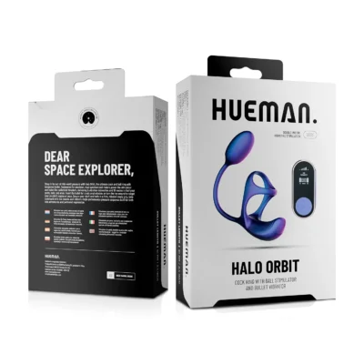Зображення Віброяйце з ерекційним кільцем Hueman Halo Orbit, масаж яєчок, пульт ДК