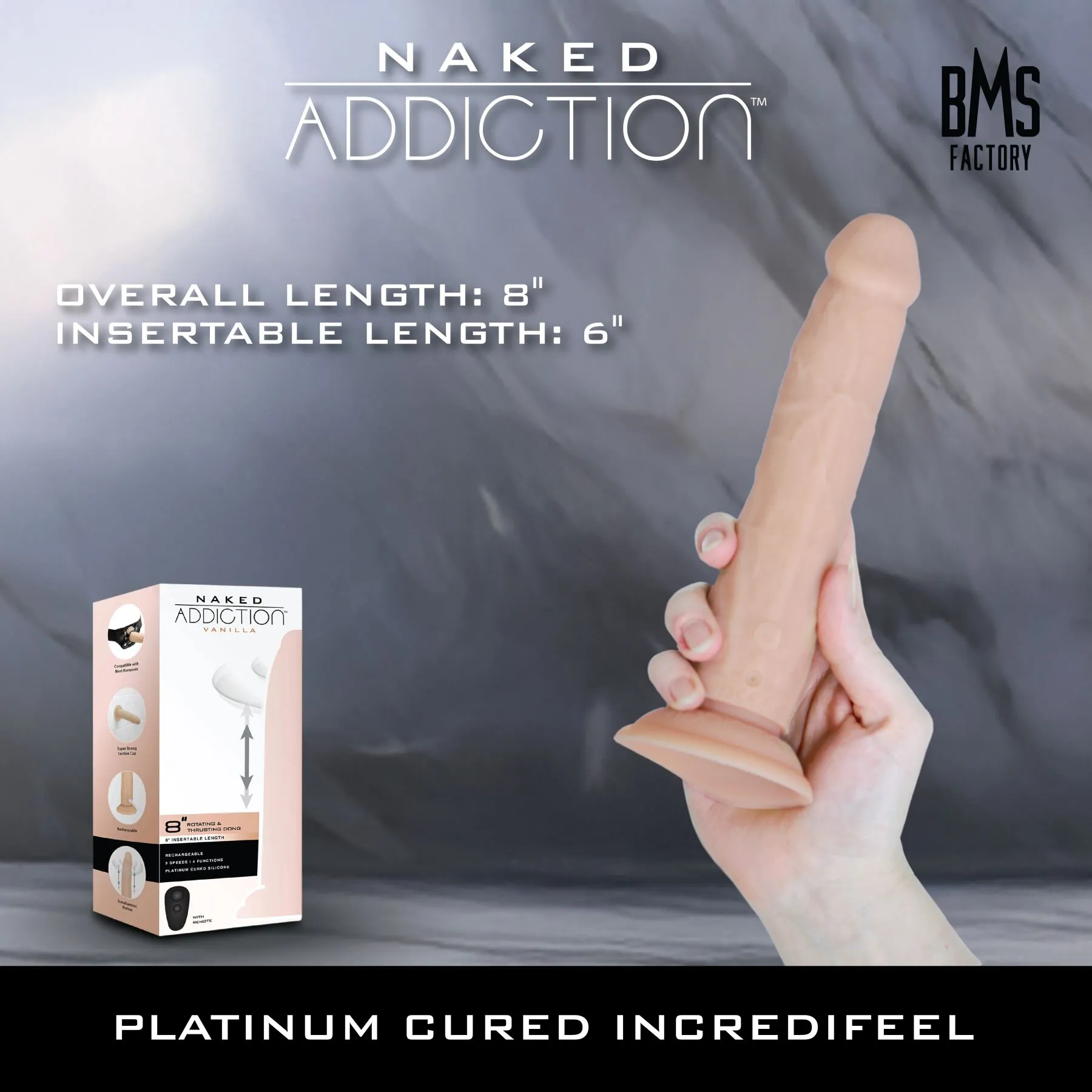 Фалоімітатор з ротацією та пульсацією Naked ADDICTION 8″ Rotating & Thrusting Dong - Vanilla 18 Фалоімітатор з ротацією та пульсацією Naked ADDICTION 8″ Rotating & Thrusting Dong - Vanilla - Зображення 16