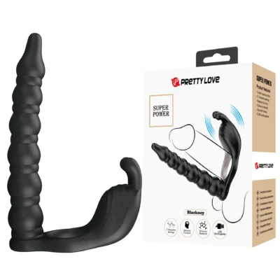Віброкільце з кліторальним та анальним стимулятором PRETTY LOVE Blackney, чорне