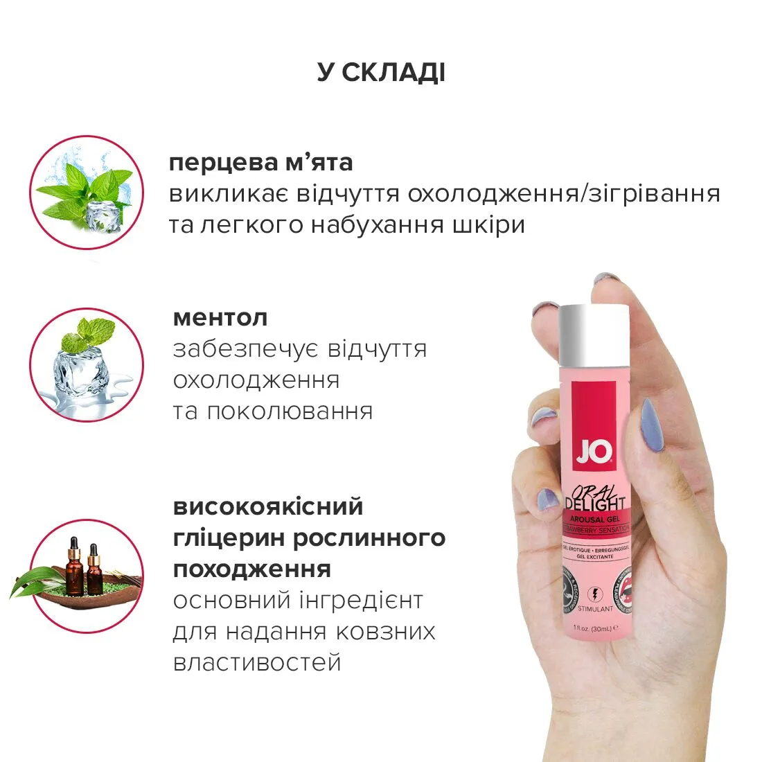 Гель для оральних пестощів JO Oral Delight Strawberry Sensation 30ml 7 Гель для оральних пестощів JO Oral Delight Strawberry Sensation 30ml - Зображення 5