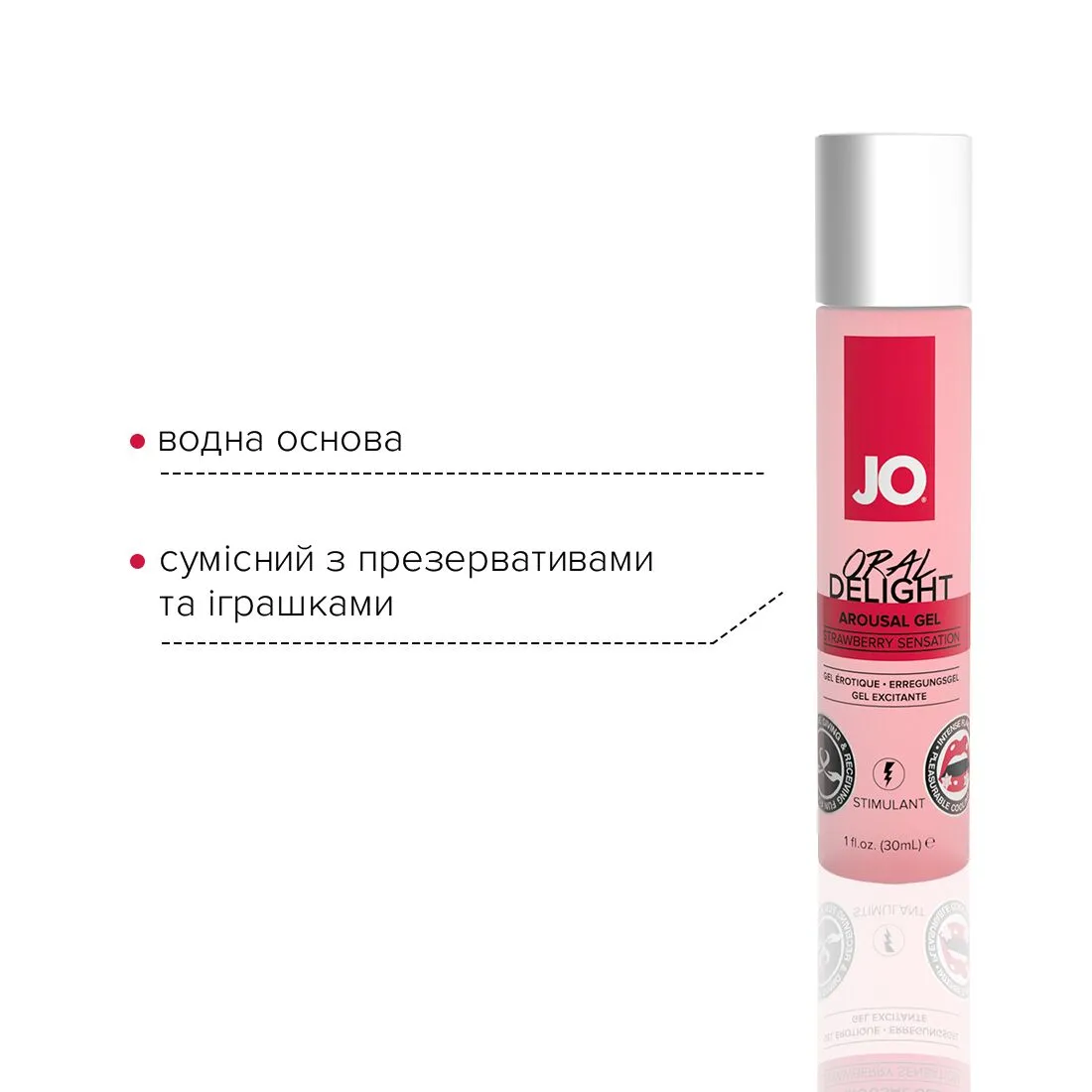 Гель для оральних пестощів JO Oral Delight Strawberry Sensation 30ml 6 Гель для оральних пестощів JO Oral Delight Strawberry Sensation 30ml - Зображення 4