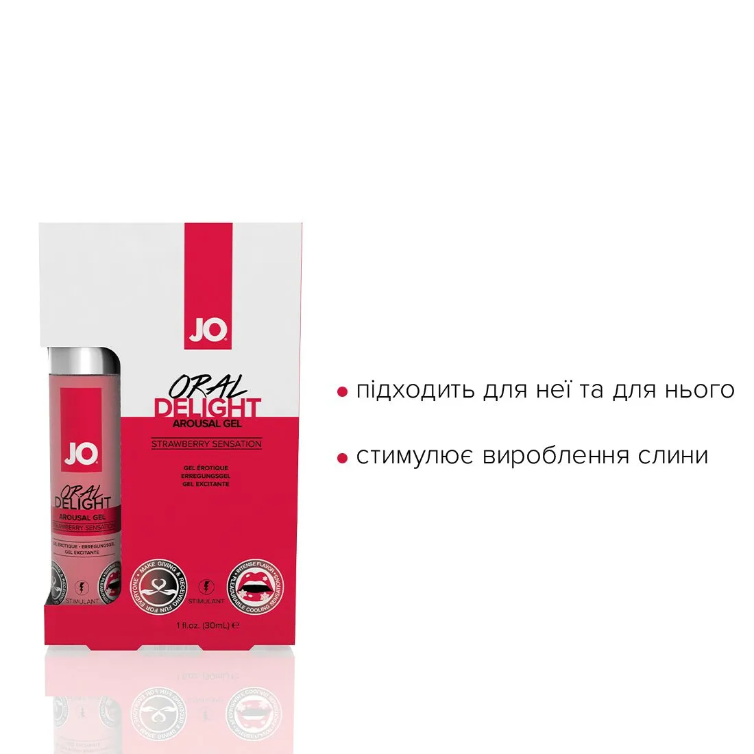 Гель для оральних пестощів JO Oral Delight Strawberry Sensation 30ml 5 Гель для оральних пестощів JO Oral Delight Strawberry Sensation 30ml - Зображення 3