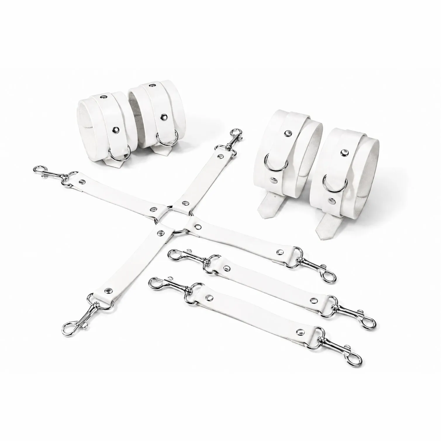 Набір для БДСМ Feral Feelings BDSM Kit 3 White, наручники, поножі, хрестовина 3 Набір для БДСМ Feral Feelings BDSM Kit 3 White, наручники, поножі, хрестовина