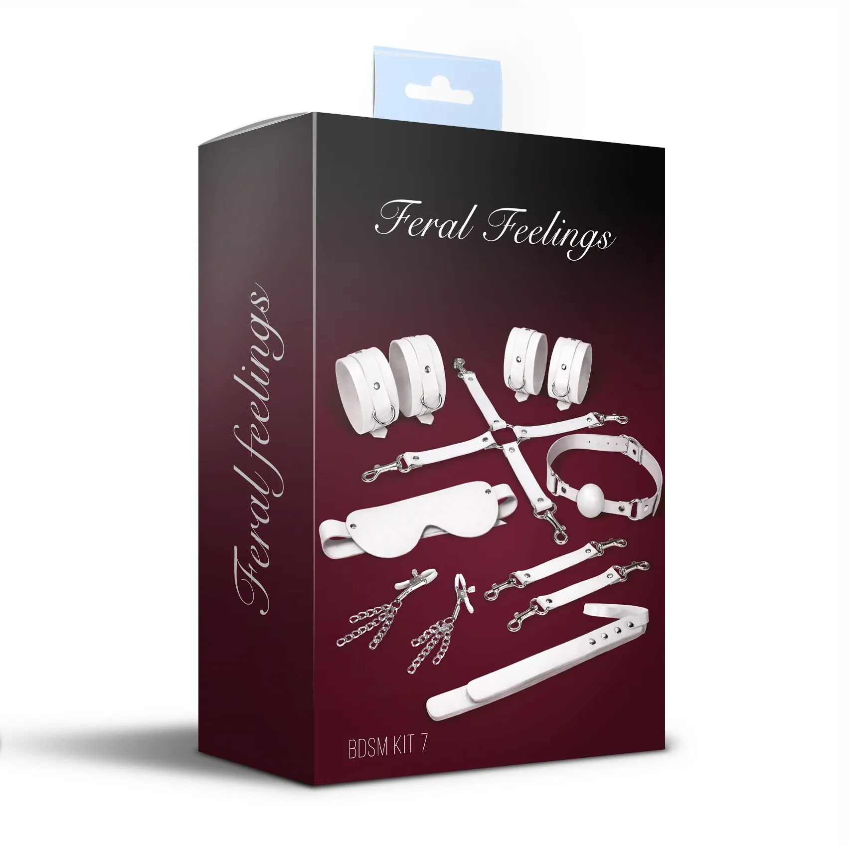 Набір Feral Feelings BDSM Kit 7 White, наручники, поножі, конектор, маска, падл, кляп, затискачі 4 Набір Feral Feelings BDSM Kit 7 White, наручники, поножі, конектор, маска, падл, кляп, затискачі - Зображення 2