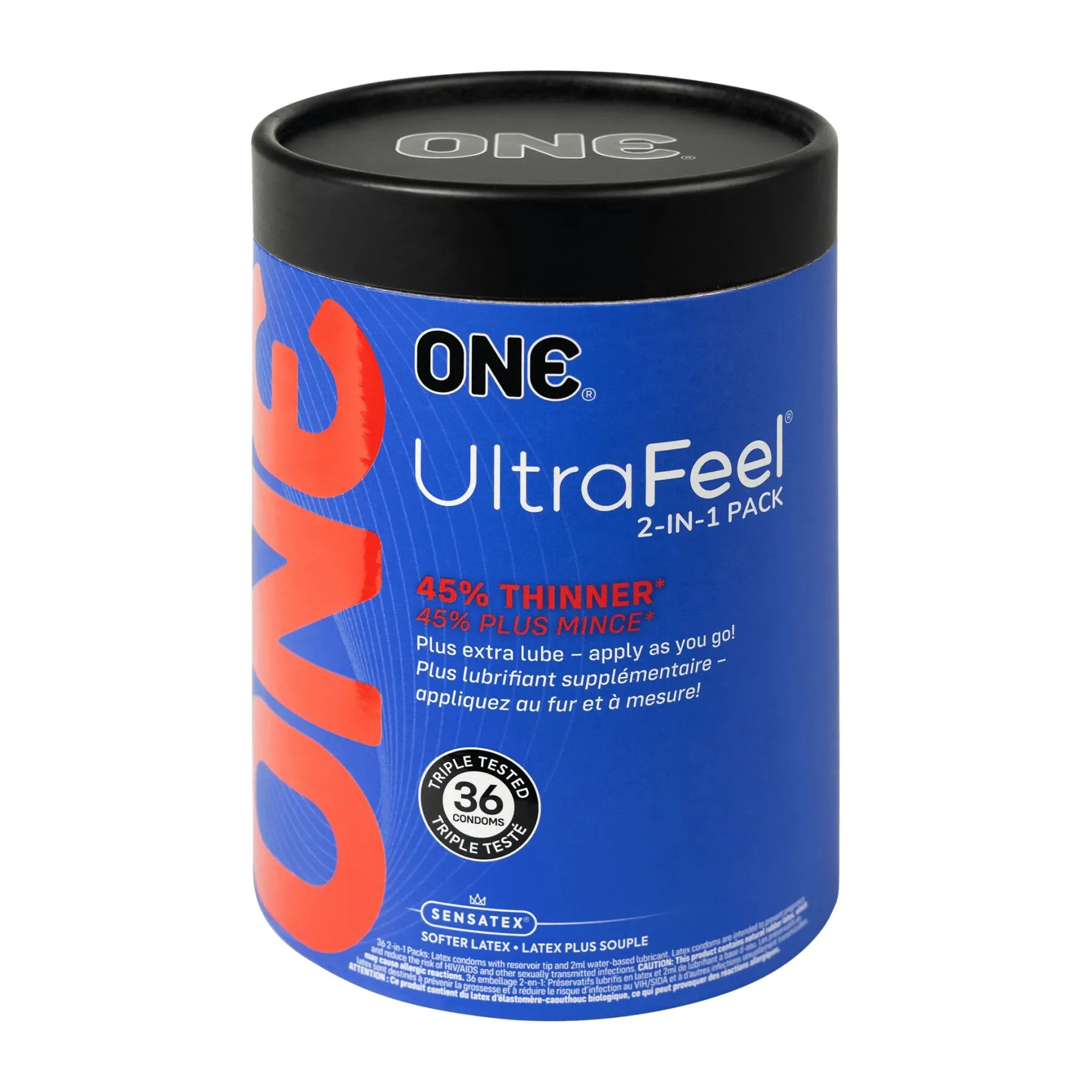 Презервативи ONE Ultra Feel, ультратонкі, з додатковою змазкою, 36 шт, подарункове паковання-тубус 3 Презервативи ONE Ultra Feel, ультратонкі, з додатковою змазкою, 36 шт, подарункове паковання-тубус