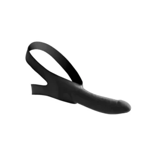 Alternative view of Страпон на голову Face Fuck Strap On Mouth Gag із чорного латексу