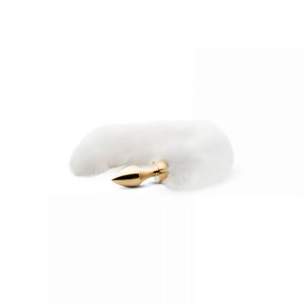 Анальна пробка з білим хвостом, EasyToys Gold White, S 3 Анальна пробка з білим хвостом, EasyToys Gold White, S