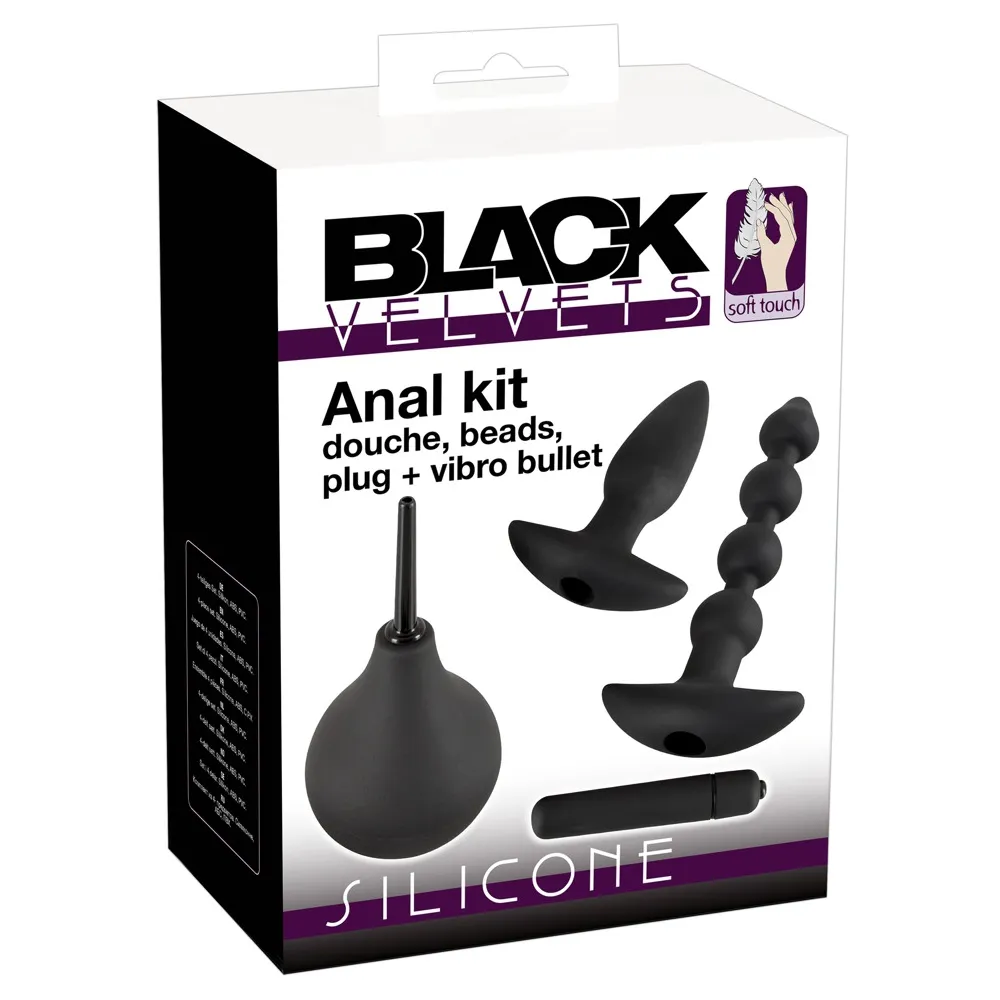 Анальний сет Black Velvet Anal Kit (анальна пробка, анальні намиста, віброкуля, анальний душ), чорний 8 Анальний сет Black Velvet Anal Kit (анальна пробка, анальні намиста, віброкуля, анальний душ), чорний - Зображення 6