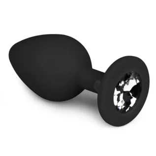 Анальна пробка із кристалом Easytoys, силіконова, чорна, 8.5 х 3.3 см.