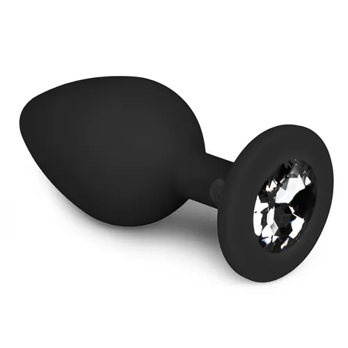 Анальна пробка із кристалом Easytoys, силіконова, чорна, 8.5 х 3.3 см. 3 Анальна пробка із кристалом Easytoys, силіконова, чорна, 8.5 х 3.3 см.