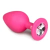 Зображення Анальна пробка із кристалом Easytoys, силіконова, рожева, 8.5х3.3 см