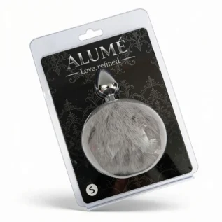 Анальна пробка ALUME, S, металева срібляста з сірим пушком, 7 х 2,8 см 9 Анальна пробка ALUME, S, металева срібляста з сірим пушком, 7 х 2,8 см - Зображення 4