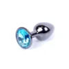 Анальна пробка з каменем Plug-Jewellery Dark Silver PLUG- Light Blue розмір S