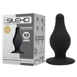 Анальна пробка термореактивна Silexd Plug Model 2 конічної форми, чорна, XS