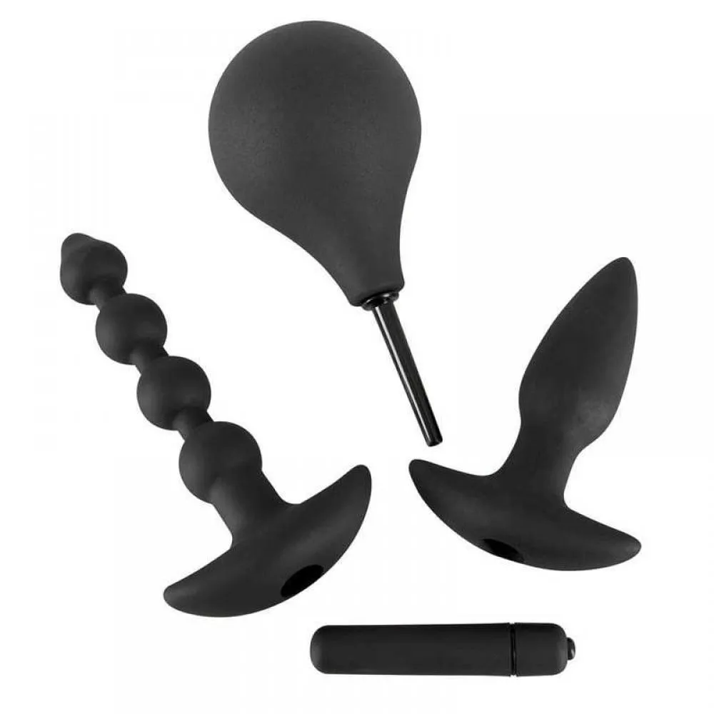 Анальний сет Black Velvet Anal Kit (анальна пробка, анальні намиста, віброкуля, анальний душ), чорний 3 Анальний сет Black Velvet Anal Kit (анальна пробка, анальні намиста, віброкуля, анальний душ), чорний