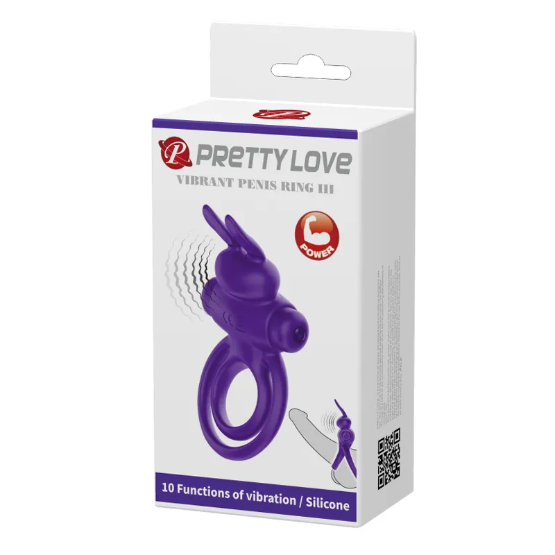 Ерекційне кільце PRETTY LOVE Penis Ring з подвійним кільцем, фіолет 5 Ерекційне кільце PRETTY LOVE Penis Ring з подвійним кільцем, фіолет - Зображення 3
