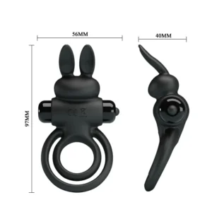 Ерекційне віброкільце з кроликом Pretty Love Bunny III подвійне, чорне, 9.7 х 4 см 16 Ерекційне віброкільце з кроликом Pretty Love Bunny III подвійне, чорне, 9.7 х 4 см - Зображення 7