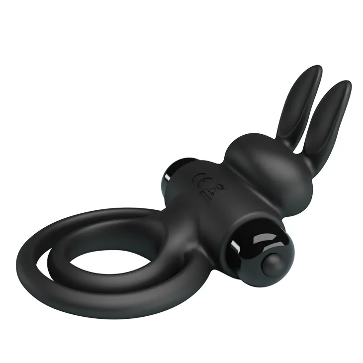 Ерекційне віброкільце з кроликом Pretty Love Bunny III подвійне, чорне, 9.7 х 4 см 6 Ерекційне віброкільце з кроликом Pretty Love Bunny III подвійне, чорне, 9.7 х 4 см - Зображення 4