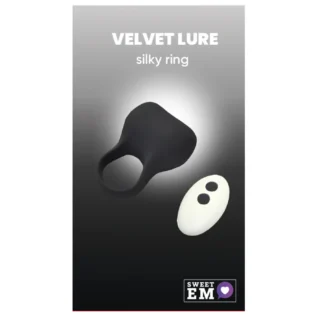 Ерекційне віброкільце Sweet Em Silky Ring з пультом, чорне, 7,6 х 5,7 см