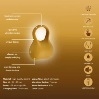 Ерекційне віброкільце Sweet Em Silky Ring з пультом, жовте, 7,6 х 5,7 см - Зображення 3