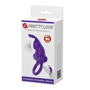 Кільце ерекційне у вигляді кролика Pretty Love Vibrant Penis Ring 1 фіолетове - Зображення 8