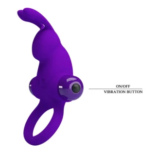 Кільце ерекційне у вигляді кролика Pretty Love Vibrant Penis Ring 1 фіолетове - Зображення 5