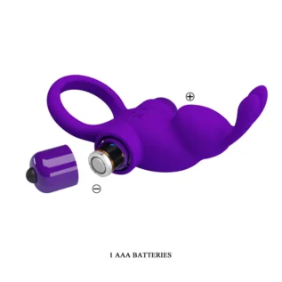 Кільце ерекційне у вигляді кролика Pretty Love Vibrant Penis Ring 1 фіолетове - Зображення 6