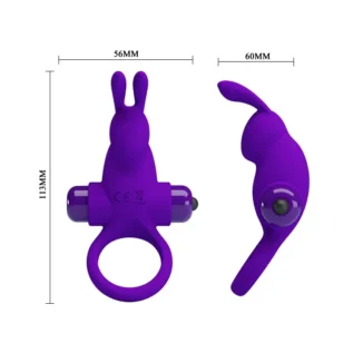 Кільце ерекційне у вигляді кролика Pretty Love Vibrant Penis Ring 1 фіолетове - Зображення 7