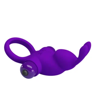 Кільце ерекційне у вигляді кролика Pretty Love Vibrant Penis Ring 1 фіолетове - Зображення 4