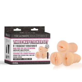 Набір із 3-х мастурбаторів Chisa Man Q Three-Way Stroker Set, тілесний