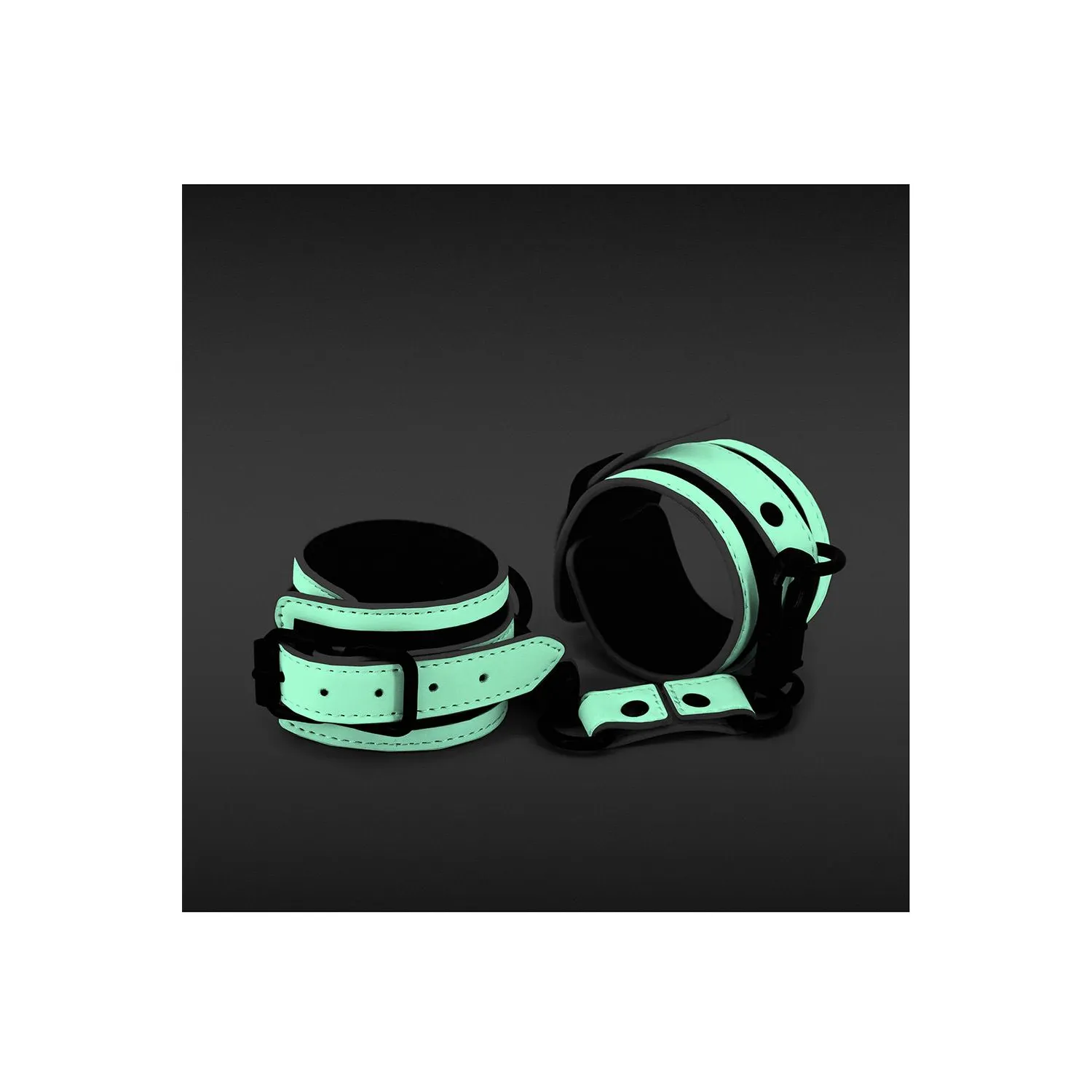 Наручники, світяться у темряві NS Novelties GLO BONDAGE WRIST CUFF GREEN 5 Наручники, світяться у темряві NS Novelties GLO BONDAGE WRIST CUFF GREEN - Зображення 3
