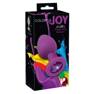 Анальна силіконова пробка з каменем You2Toys Colorful Joy Jewel, фіолетова, Medium - Зображення 5