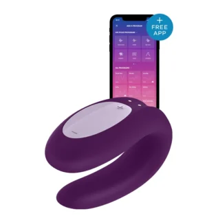 Alternative view of Вібромасажер для пар Satisfyer Double Joy працює від програми, фіолетовий