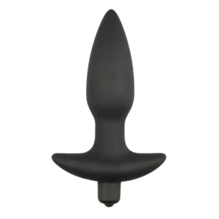 Анальна пробка з вібрацією Easytoys, силіконова, чорна, 14.5 х 3.5 см