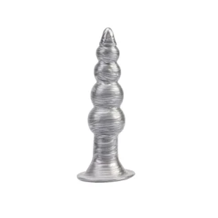 Анальна пробка рельєфна Chisa Dark Muscle Silver, розмір M - Зображення 3