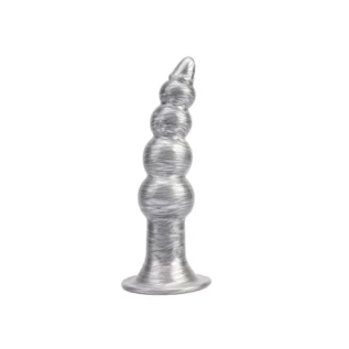 Alternative view of Анальна пробка рельєфна Chisa Dark Muscle Silver, розмір M