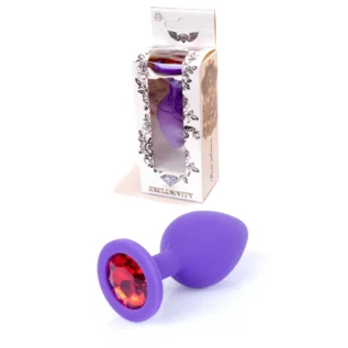 Анальная пробка с камнем Plug-Jewellery Purple Silicon PLUG Medium- Red Diamond размер М