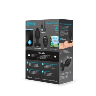 Анальна пробка з каменем з вібрацією M/L B-Vibe з дистанційним пультом керування, чорна - Зображення 12
