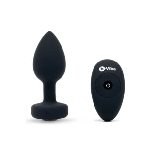 Анальна пробка з каменем з вібрацією M/L B-Vibe з дистанційним пультом керування, чорна - Зображення 3