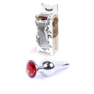 Анальна пробка із червоним кристалом Plug-Jewellery Silver BUTT PLUG- Red