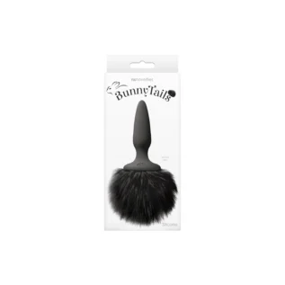 Анальна пробка з м'яким пухнастим хвостом кролика BUNNY TAILS MINI BLACK BLACK FUR